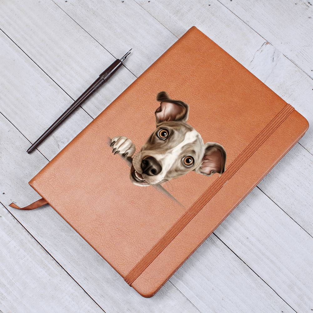 Italian Greyhound Peeking - Vegan Leather Journal