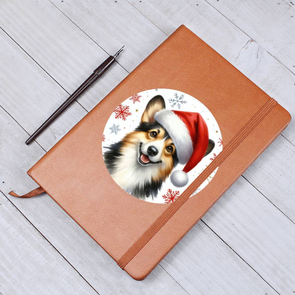 Christmas Dog - Cardigan Welsh Corgi - Vegan Leather Journal