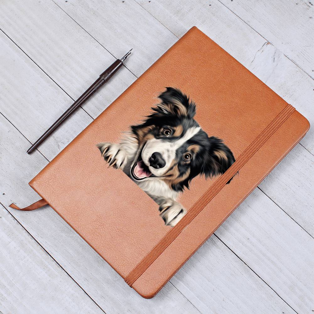 Collie Peeking - Vegan Leather Journal