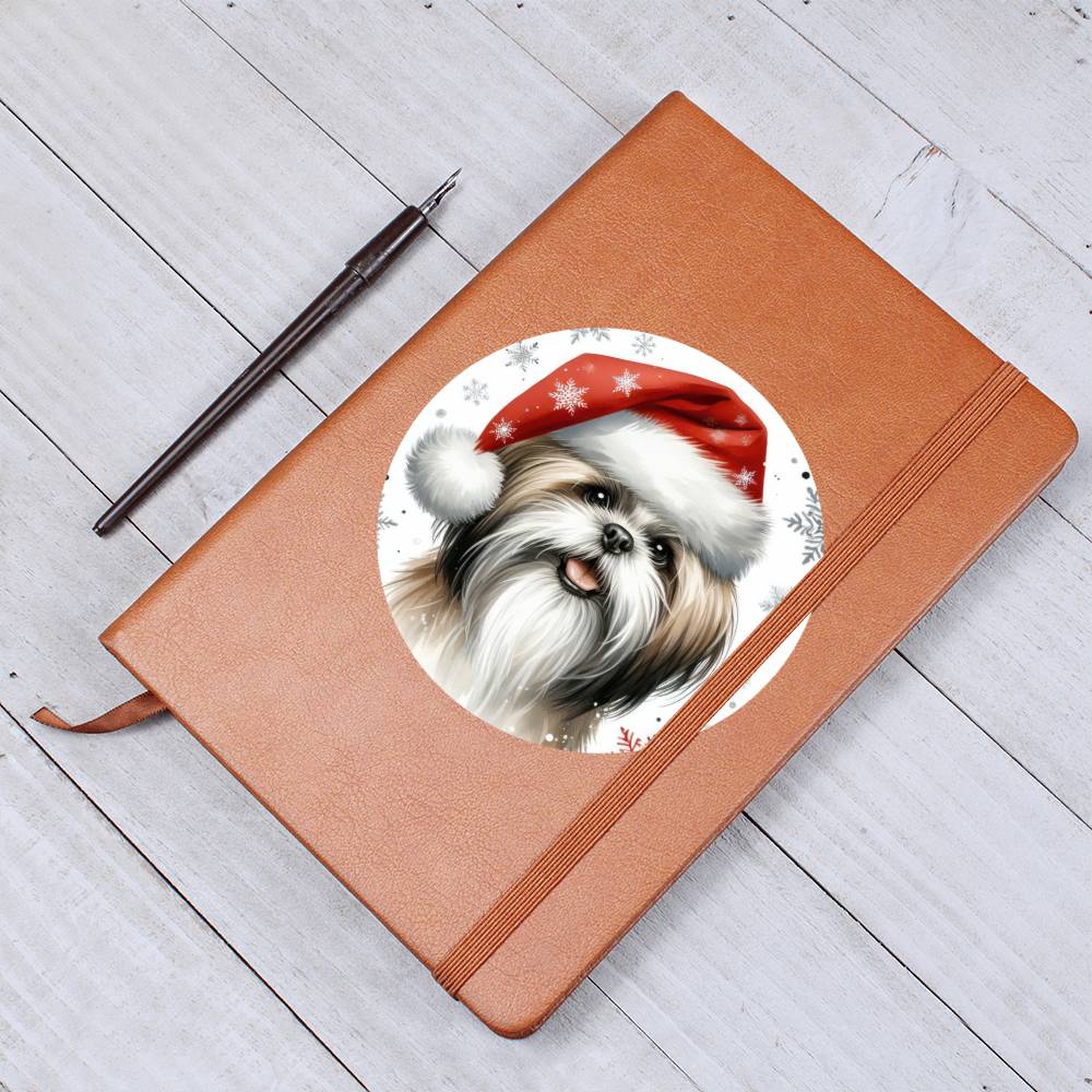Christmas Dog - Shih Tzu - Vegan Leather Journal