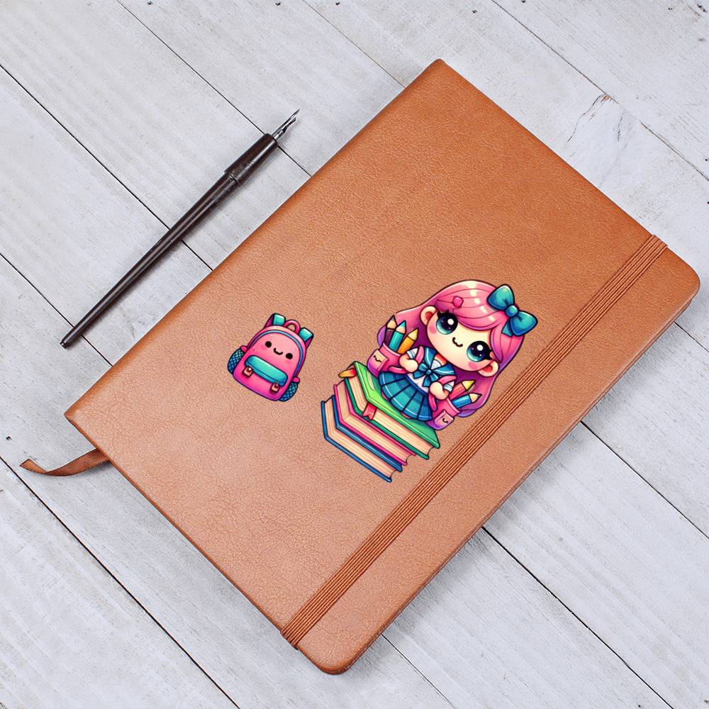 Cute Back to School Sticker 020 - Vegan Leather Journal