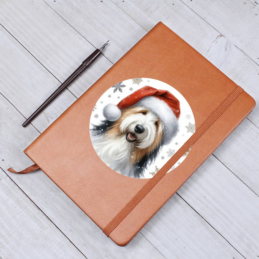 Christmas Dog - Old English Sheepdog - Vegan Leather Journal