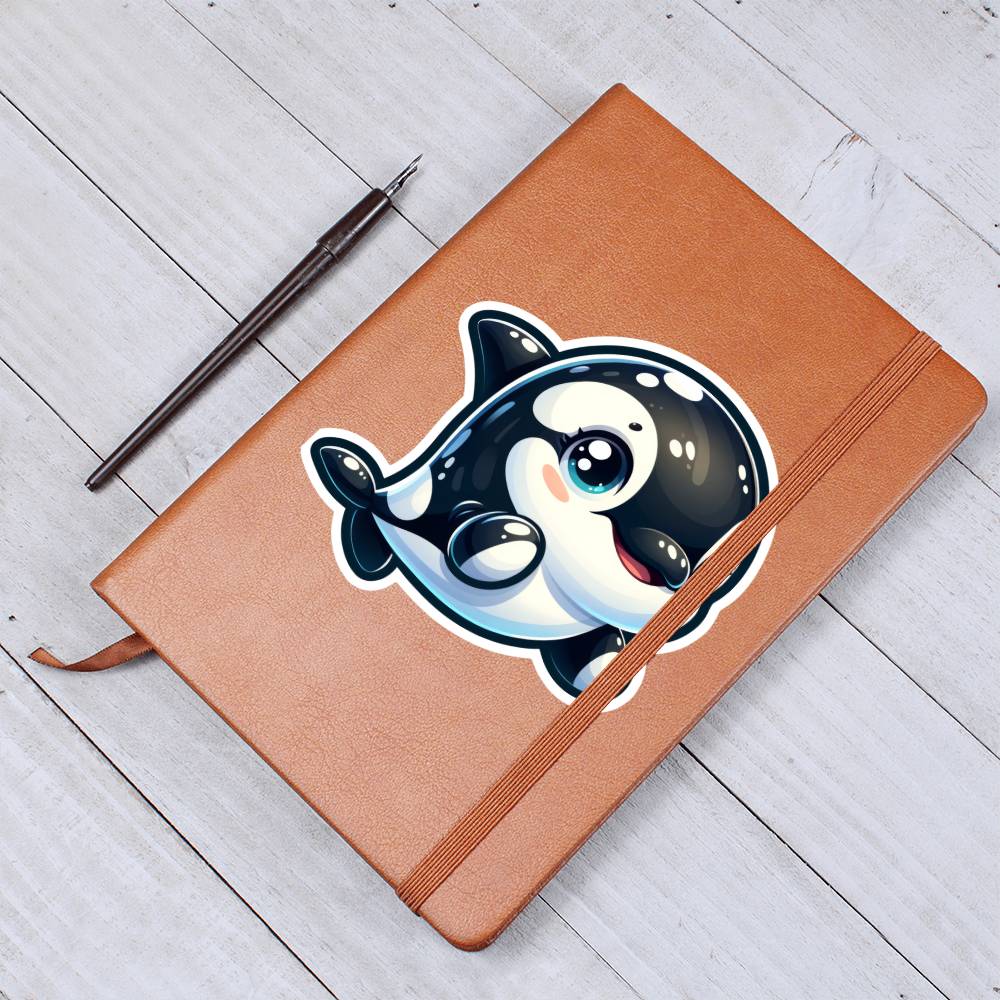 Cute Orca sticker 97 - Vegan Leather Journal