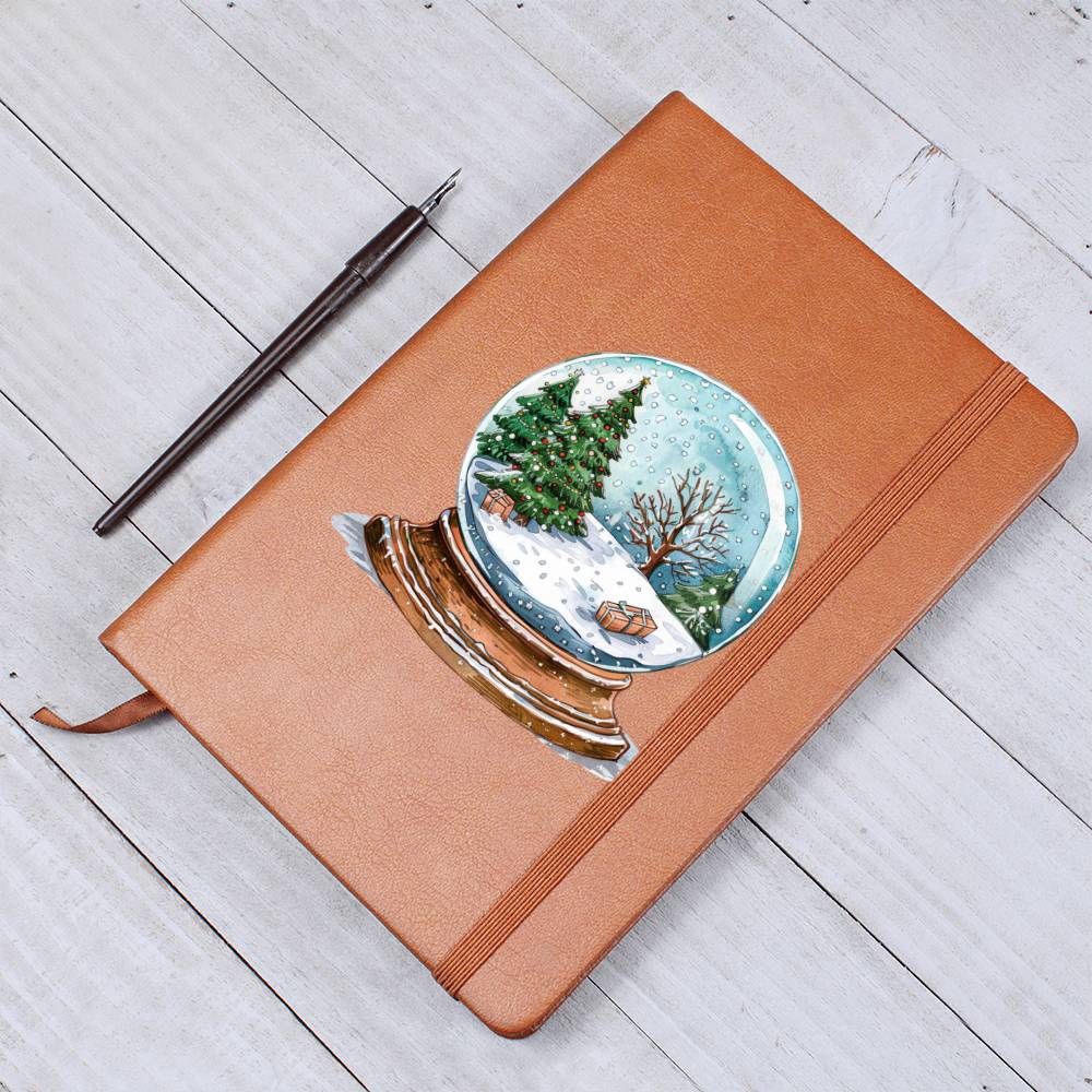 Watercolor Christmas Snow Globe 024 - Vegan Leather Journal