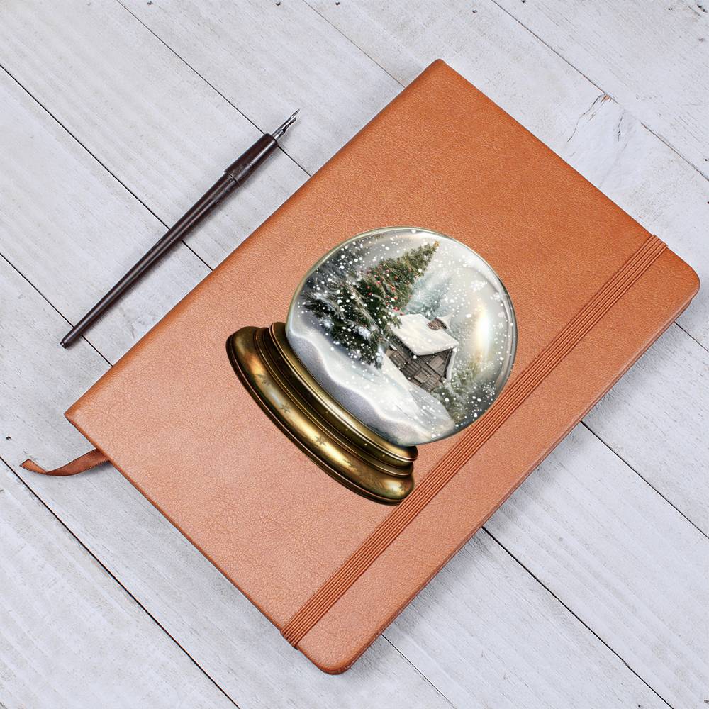 Watercolor Christmas Snow Globe 021 - Vegan Leather Journal