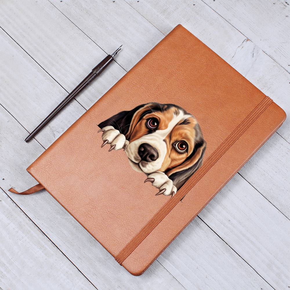 Beagle Peeking - Vegan Leather Journal