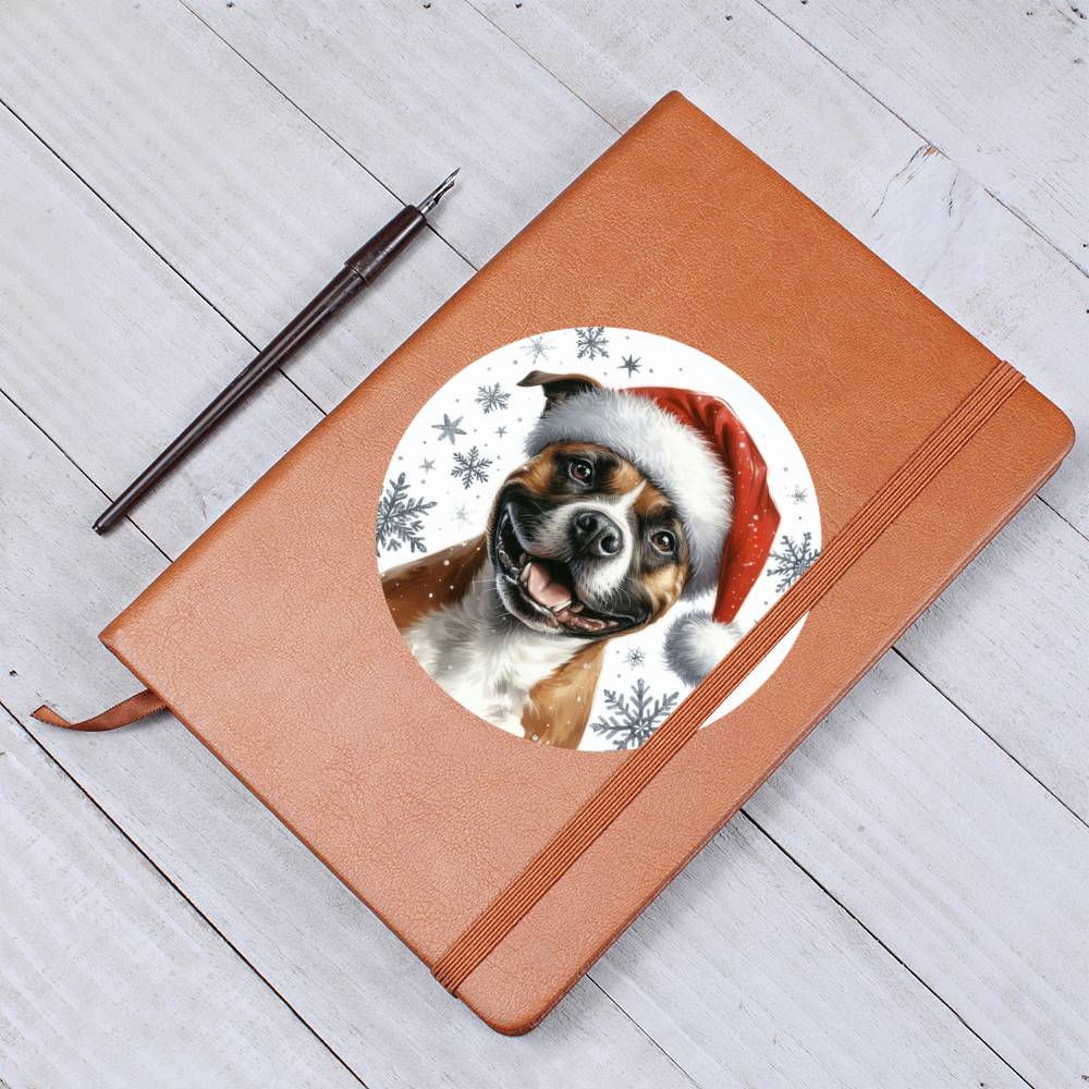 Christmas Dog - Staffordshire Bull Terrier - Vegan Leather Journal