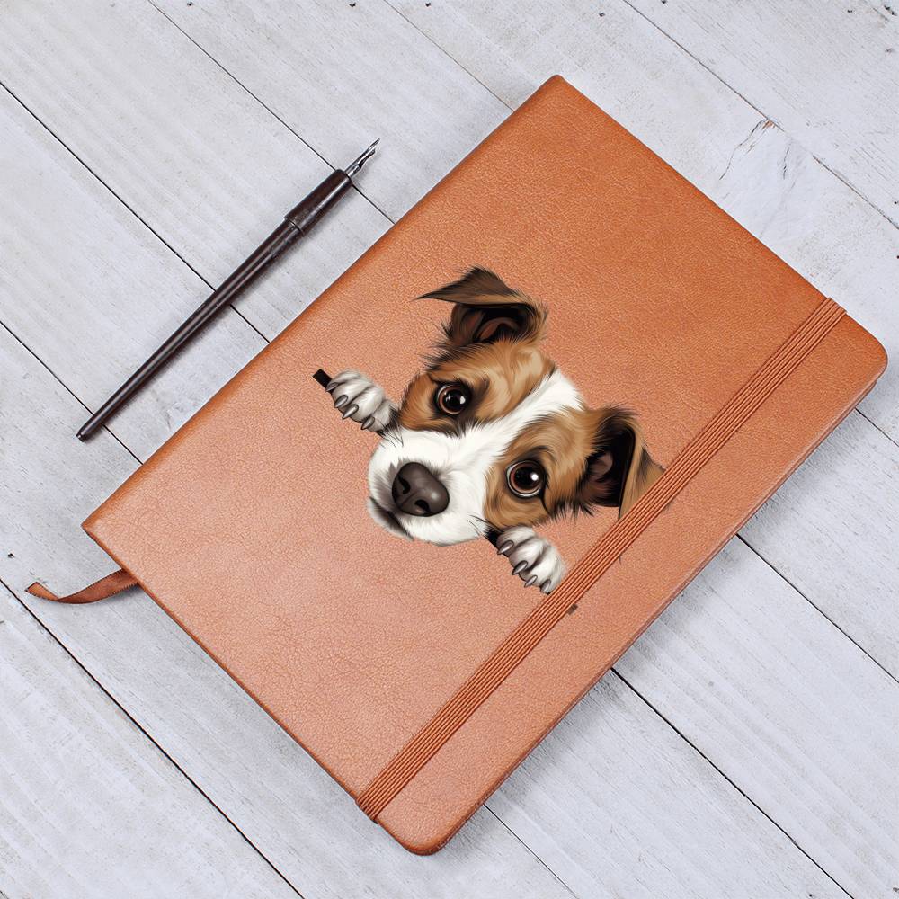 Jack Russell Terrier Peeking - Vegan Leather Journal