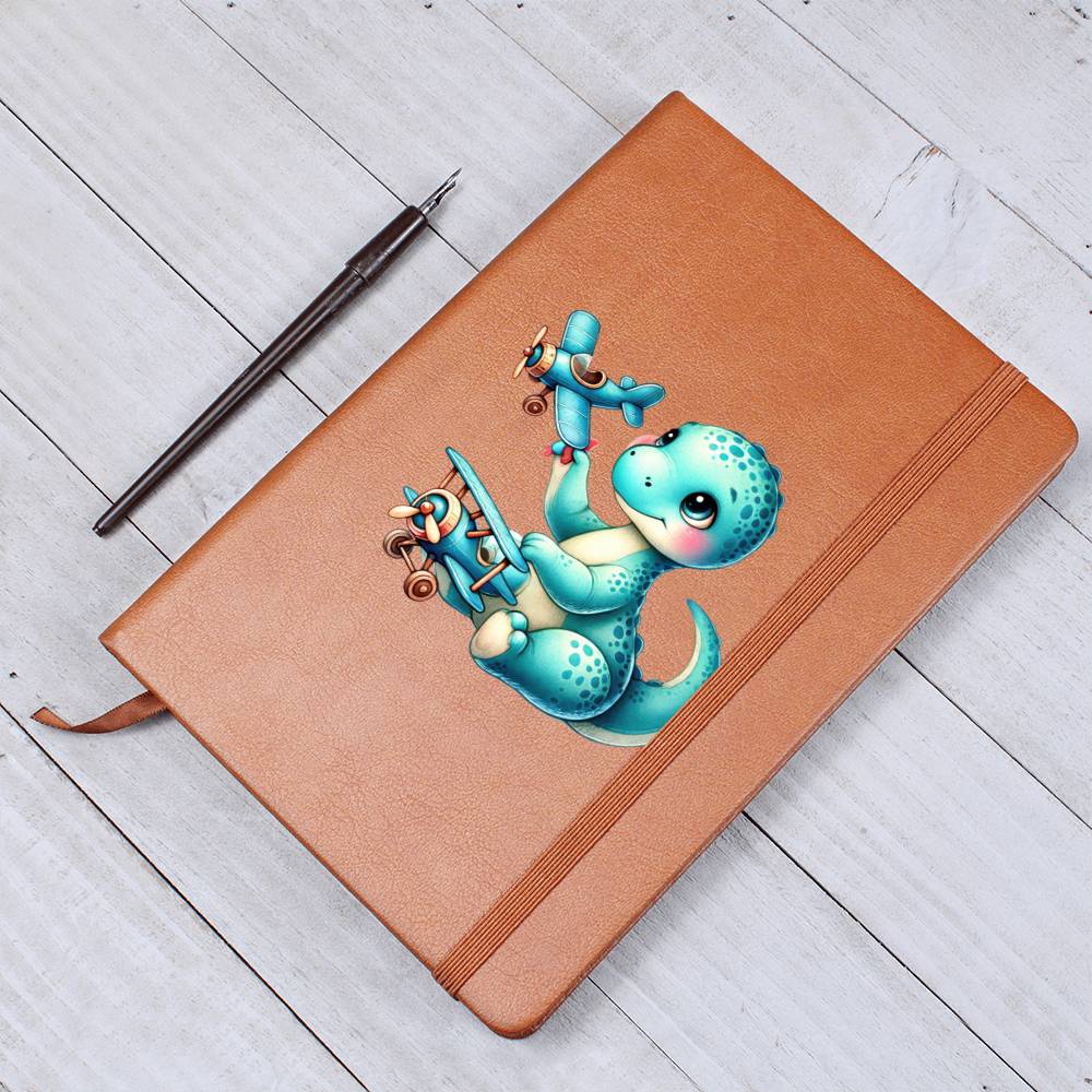 Colorful Baby Dinosaur 099 - Vegan Leather Journal