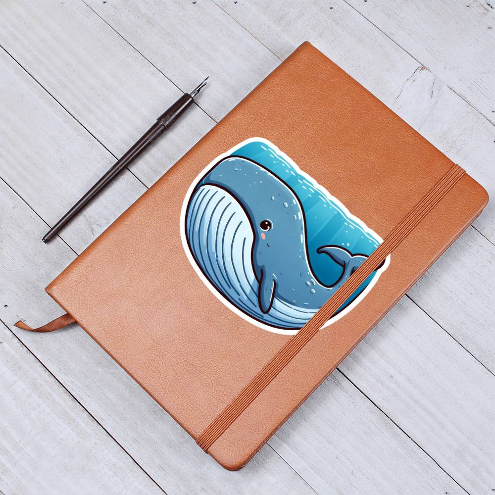 Cute Sperm whale sticker 175 - Vegan Leather Journal