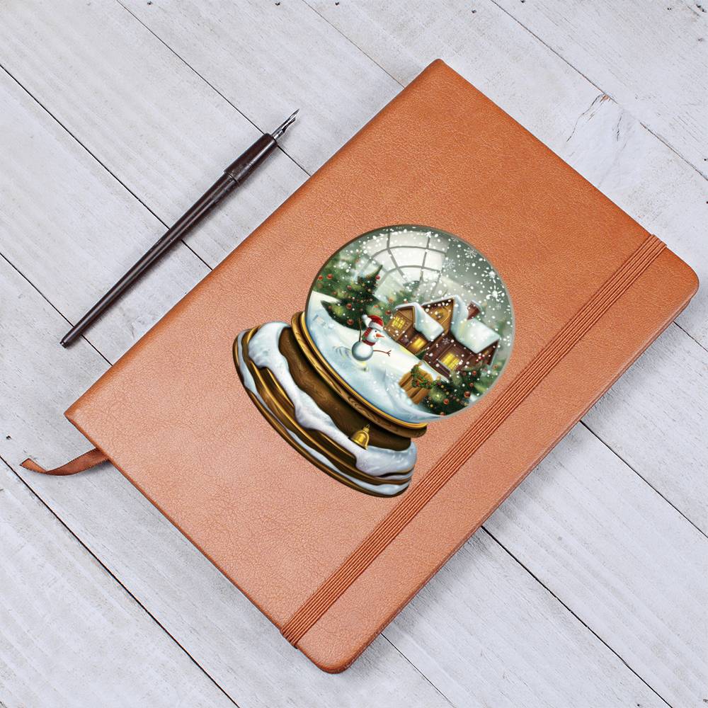Watercolor Christmas Snow Globe 005 - Vegan Leather Journal