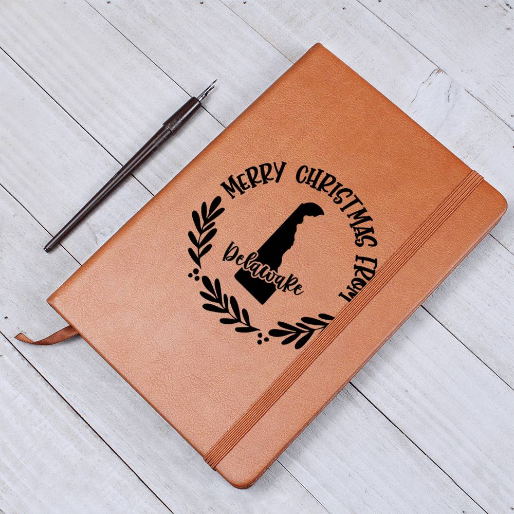 Merry Christmas From Delaware - Vegan Leather Journal