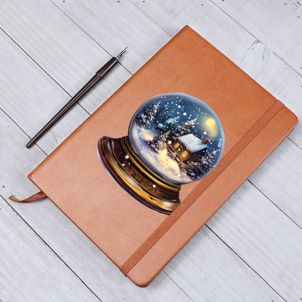 Watercolor Christmas Snow Globe 017 - Vegan Leather Journal