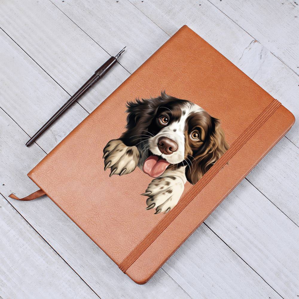 English Springer Spaniel Peeking - Vegan Leather Journal