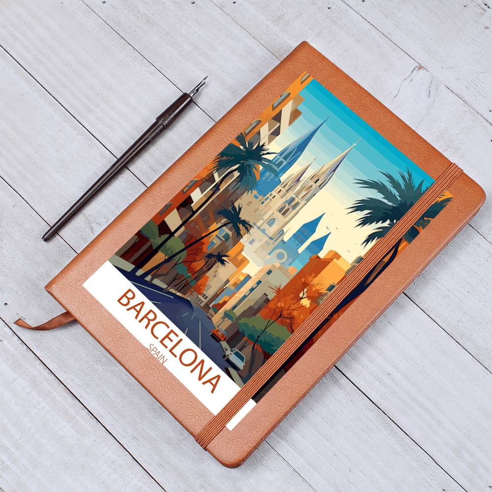 Famous Travel Destinations - Barcelona, Spain - Vegan Leather Journal