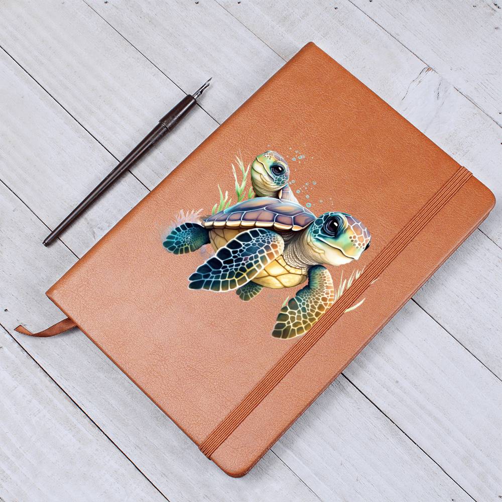 Cute Sea Turtle 010 - Vegan Leather Journal