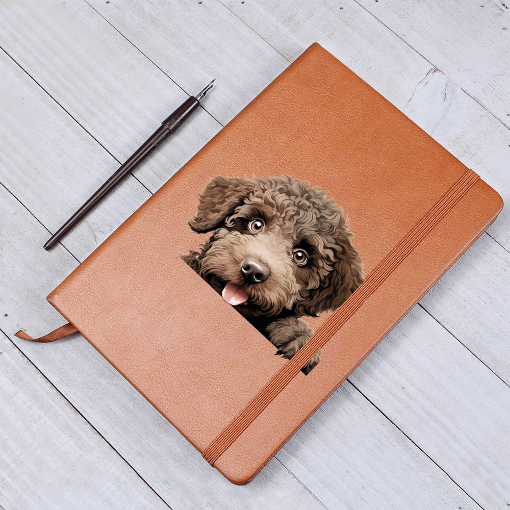 Spanish Water Dog Peeking - Vegan Leather Journal