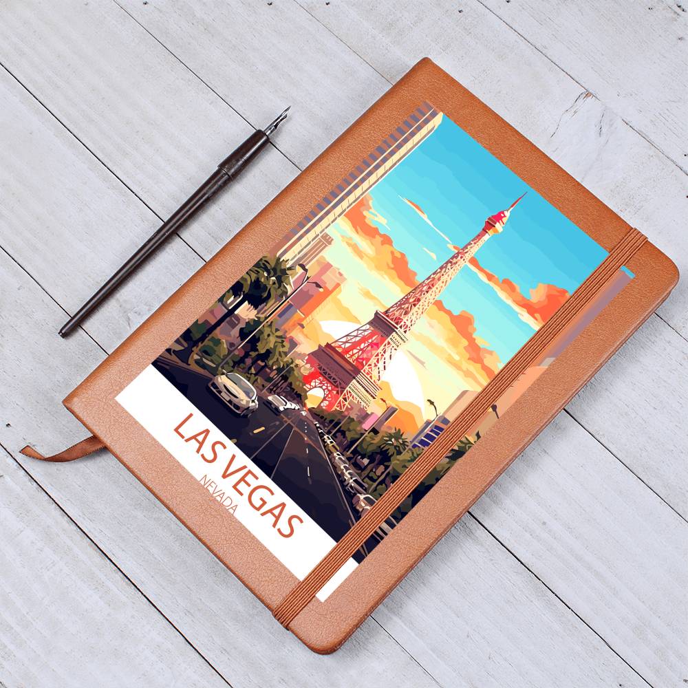 Famous Travel Destinations - Las Vegas, Nevada - Vegan Leather Journal