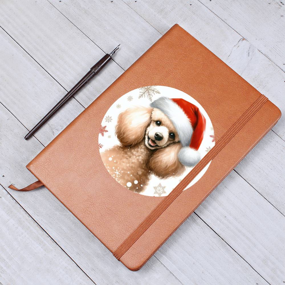 Christmas Dog - Poodle - Vegan Leather Journal
