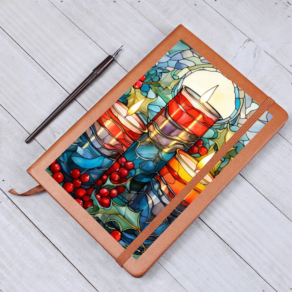 Christmas Stained Glass Design 026 - Vegan Leather Journal