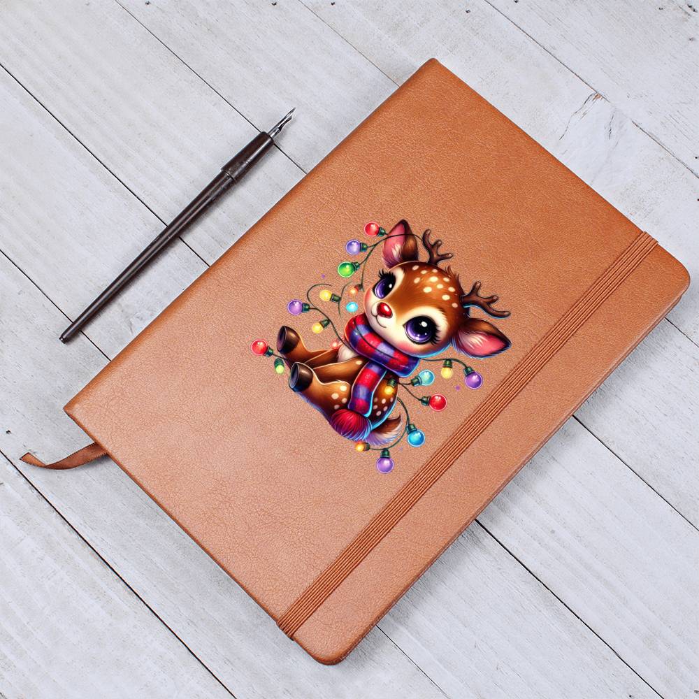 Cute Christmas Reindeer 022 - Vegan Leather Journal