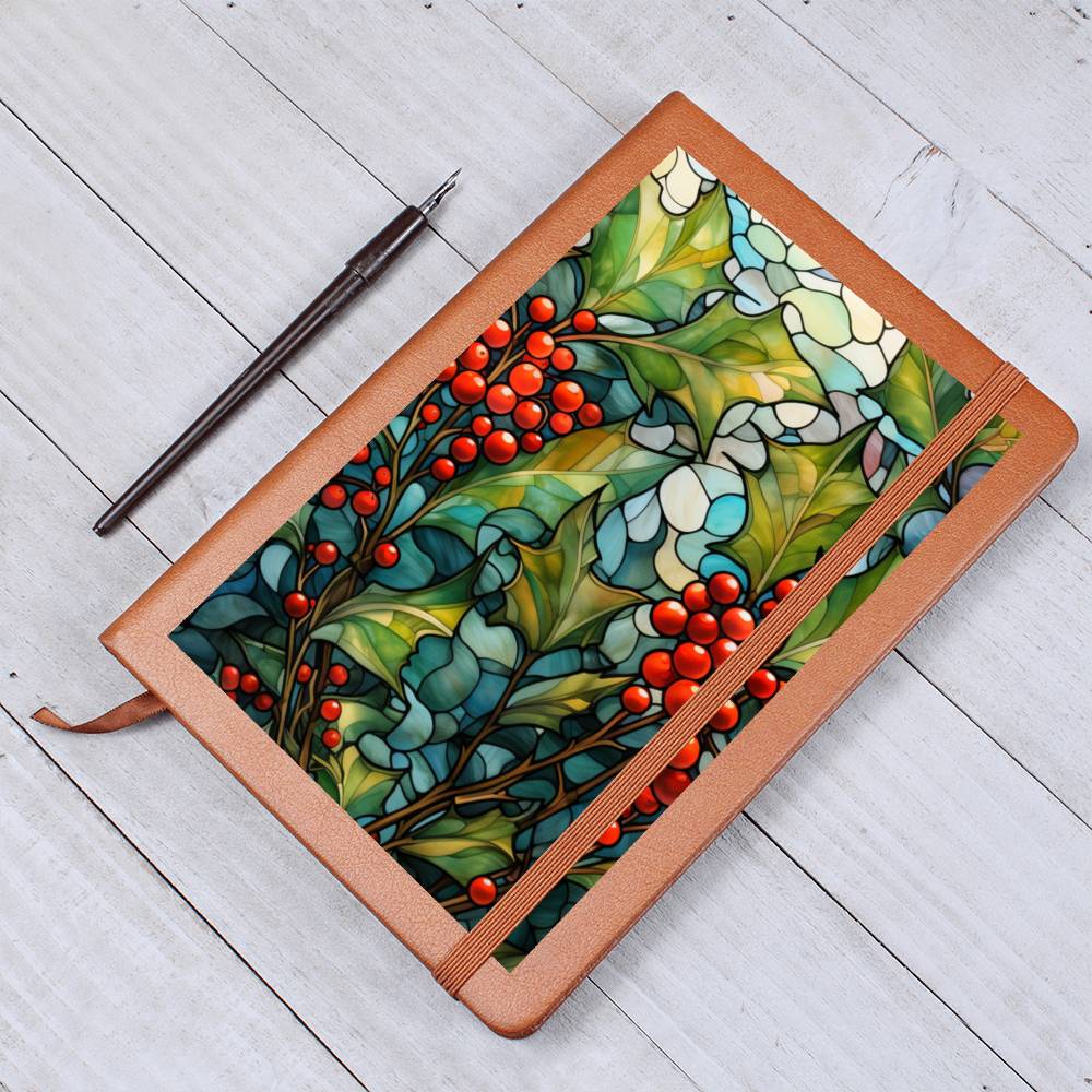Christmas Stained Glass Design 030 - Vegan Leather Journal