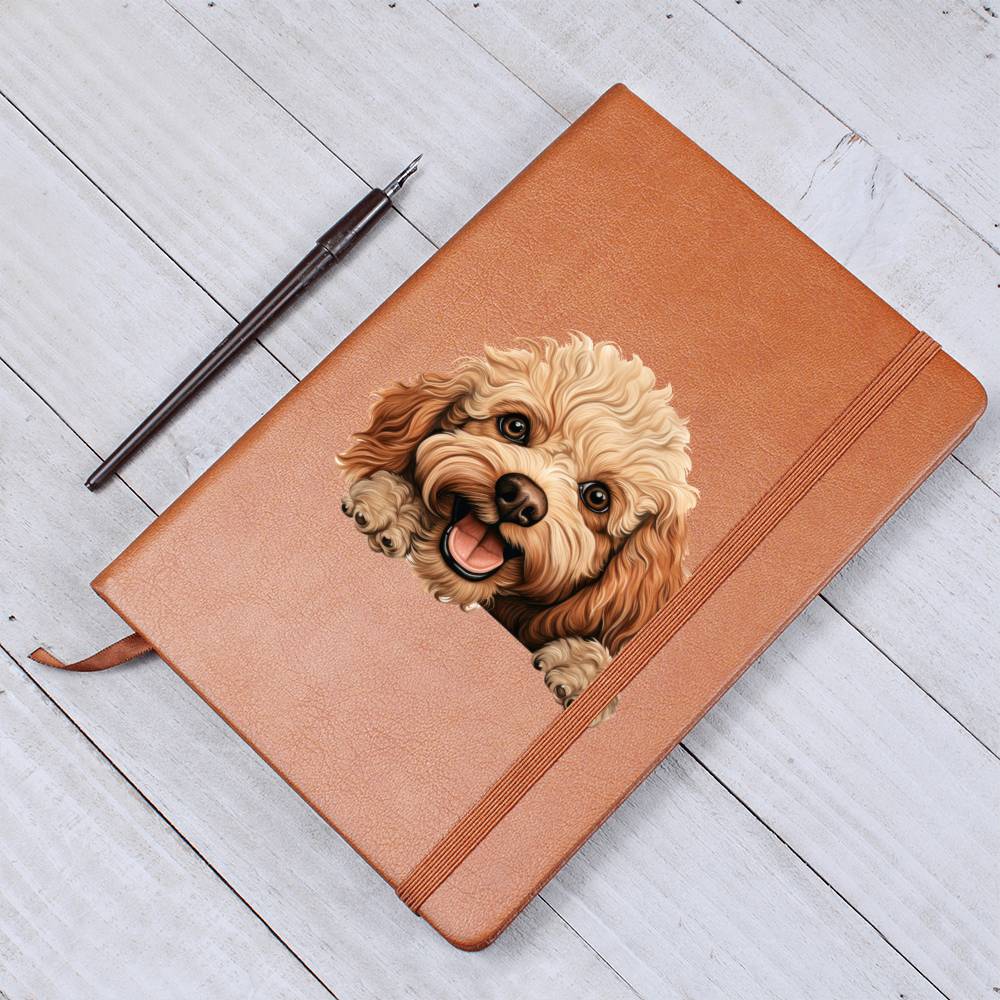 Toy Poodle Peeking - Vegan Leather Journal
