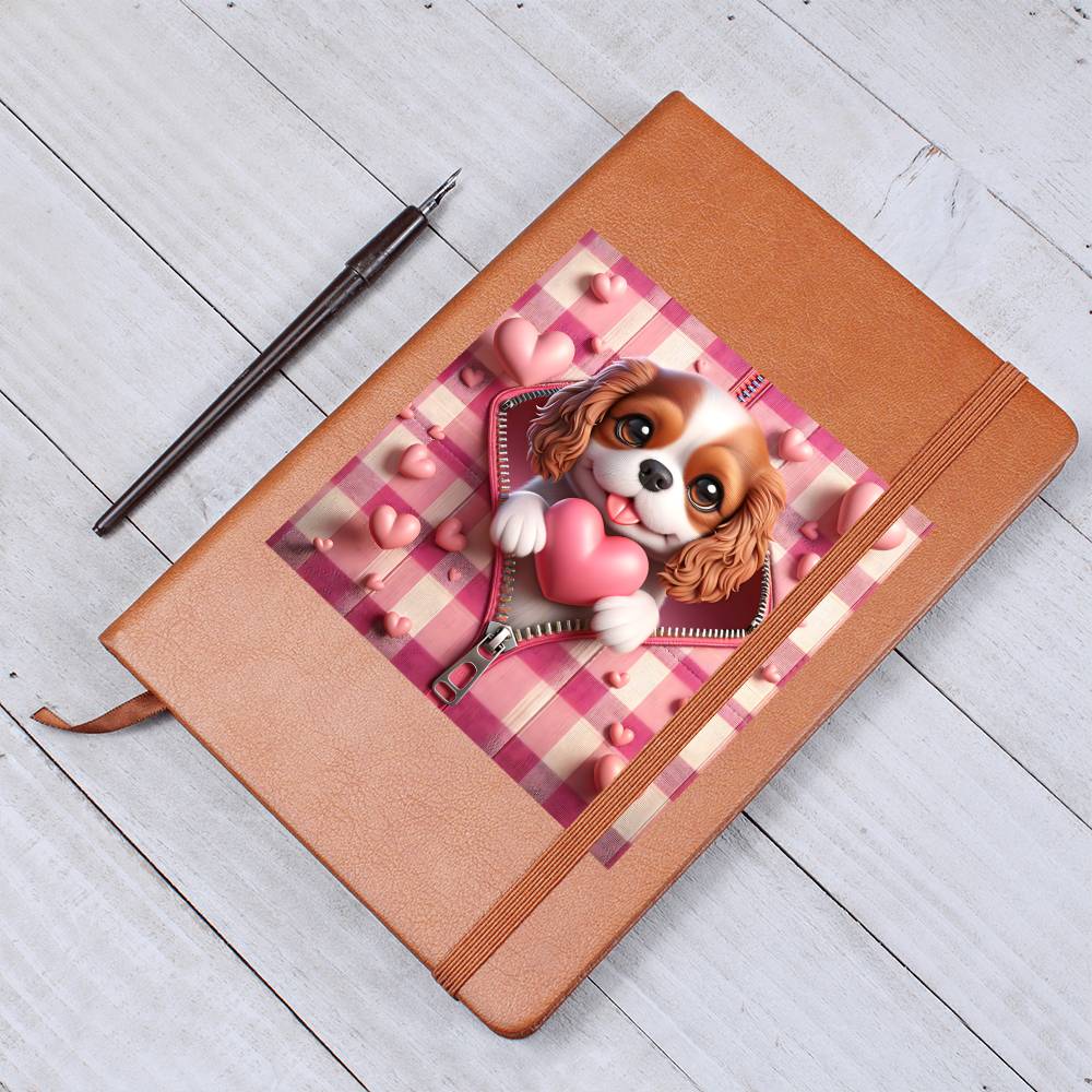 Valentine's Day Dog And Zipper 029 - Vegan Leather Journal