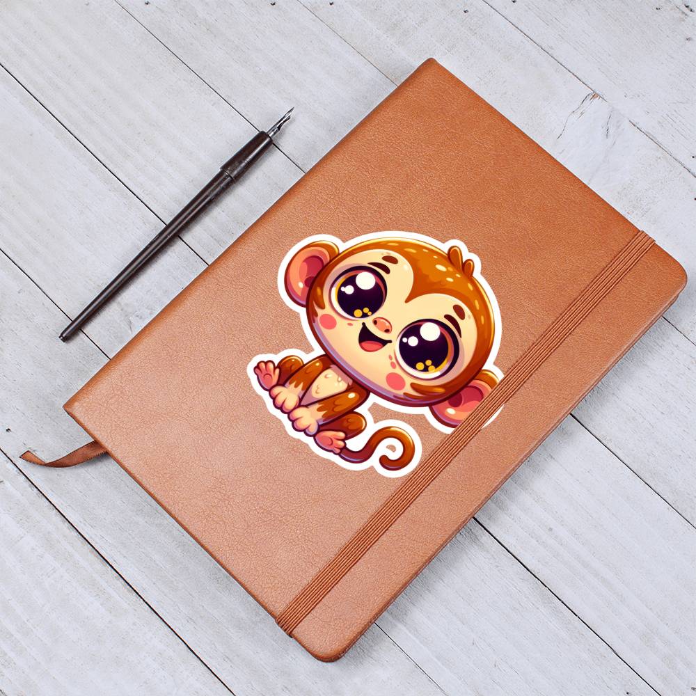 Cute Monkey sticker 95 - Vegan Leather Journal