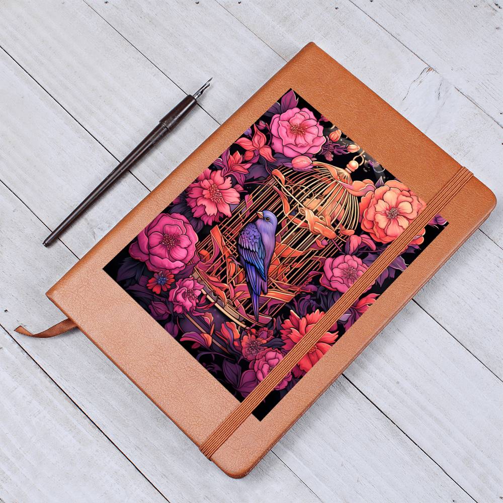 Birds And Floral Design 118 - Vegan Leather Journal