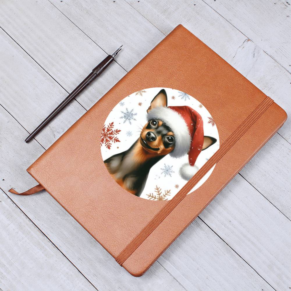 Christmas Dog - Miniature Pinscher - Vegan Leather Journal