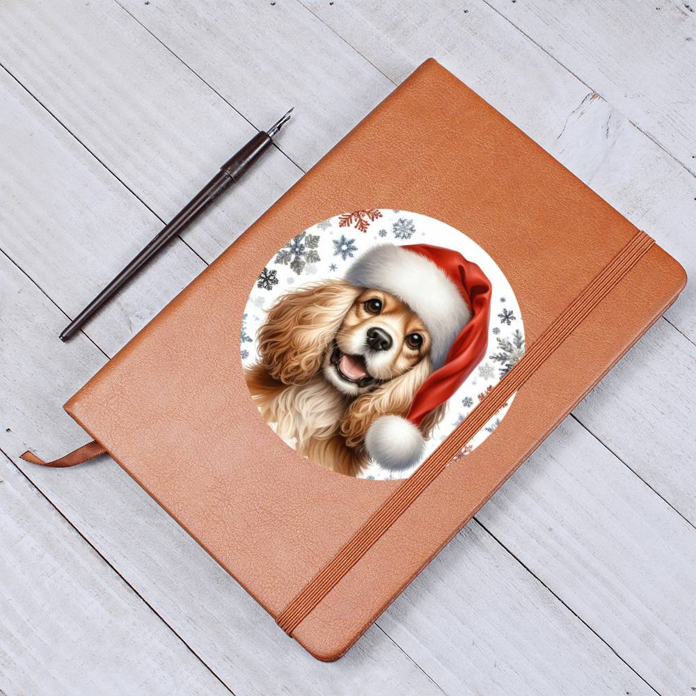 Christmas Dog - American Cocker Spaniel - Vegan Leather Journal