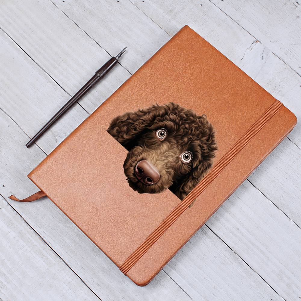 Irish Water Spaniel Peeking - Vegan Leather Journal