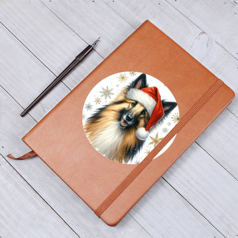 Christmas Dog - Belgian Sheepdog - Vegan Leather Journal