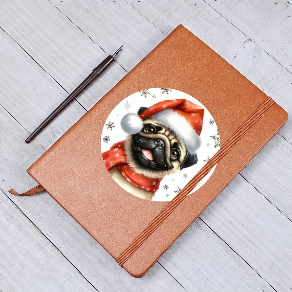 Christmas Dog - Pug - Vegan Leather Journal