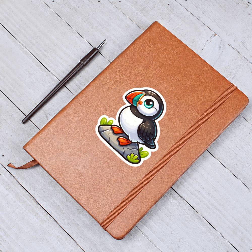 Cute Puffin sticker 121 - Vegan Leather Journal