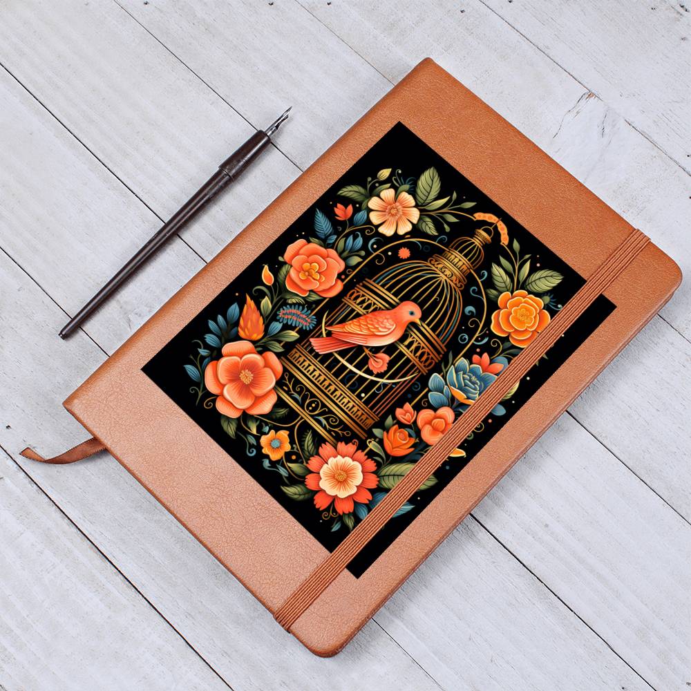 Birds And Floral Design 152 - Vegan Leather Journal