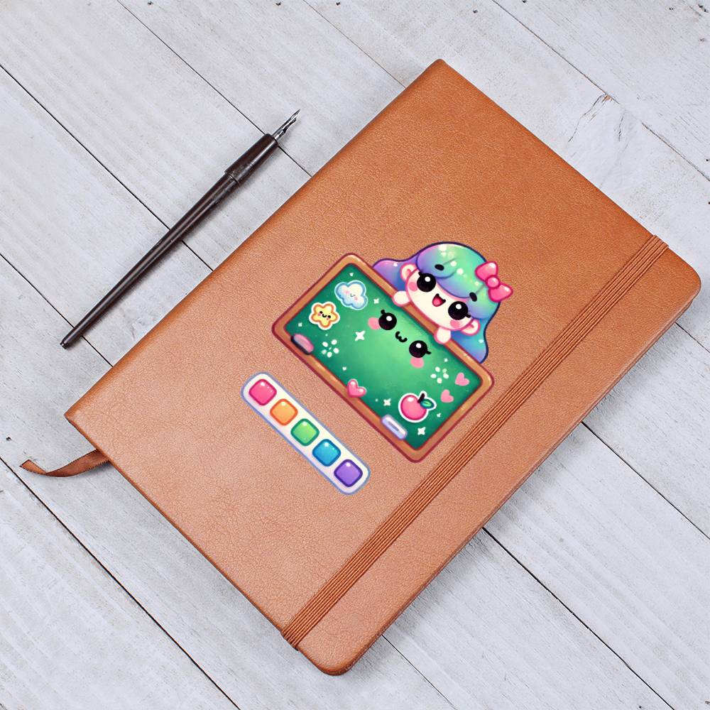 Cute Back to School Sticker 108 - Vegan Leather Journal