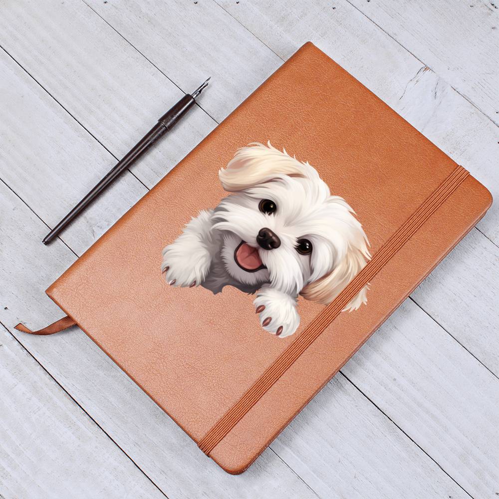 Maltese Peeking - Vegan Leather Journal