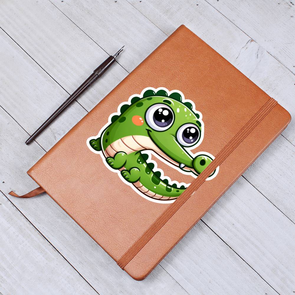 Cute Gharial sticker 57 - Vegan Leather Journal