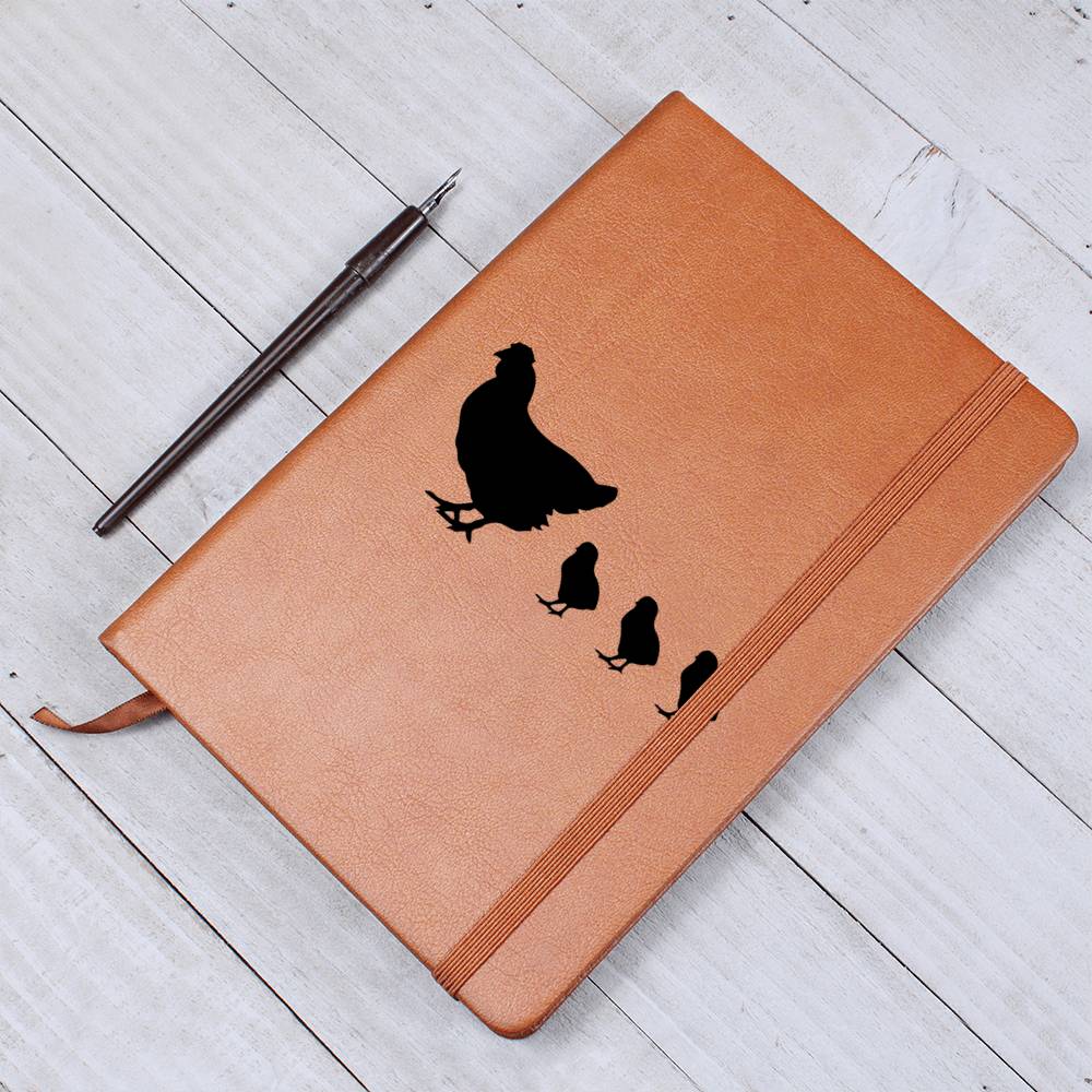 Mama Chicken With 3 Chicks - Vegan Leather Journal