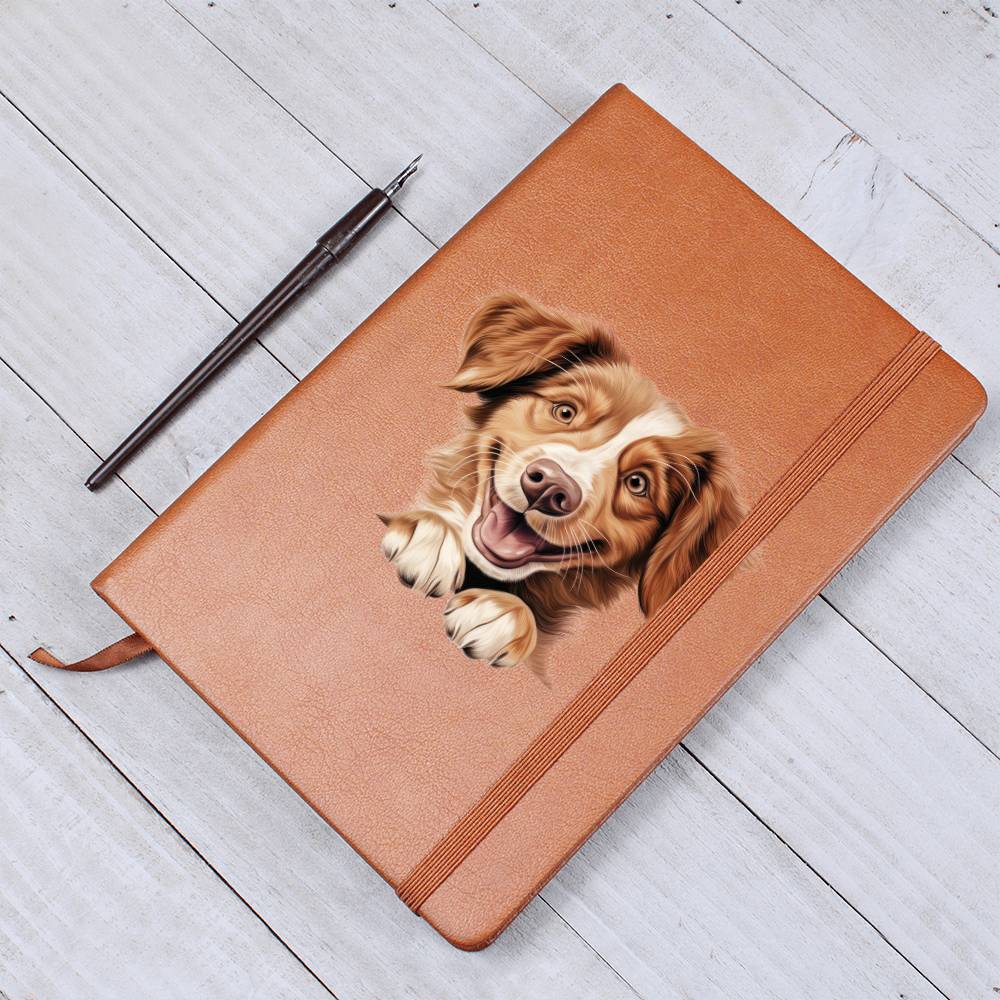 Nova Scotia Duck Tolling Retriever Peeking - Vegan Leather Journal
