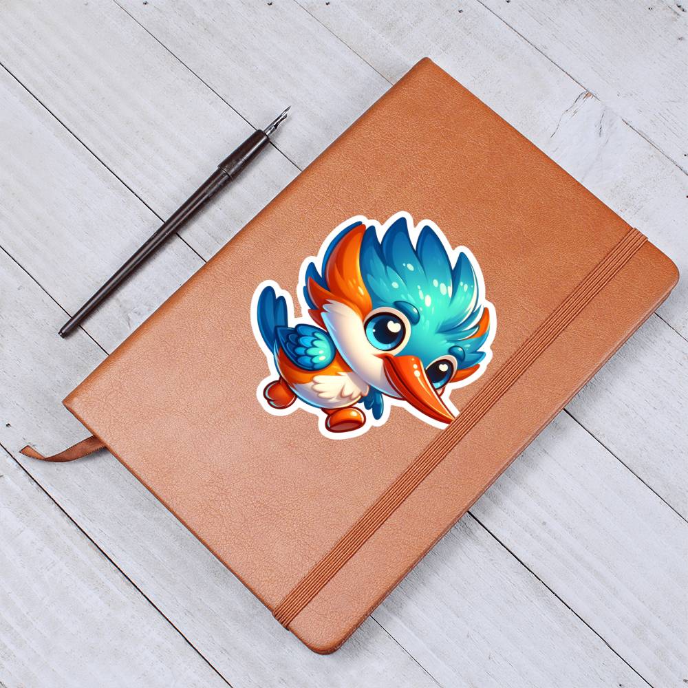 Cute kingfisher sticker 78 - Vegan Leather Journal