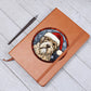 Dog Stained Glass Christmas Design 014 - Vegan Leather Journal