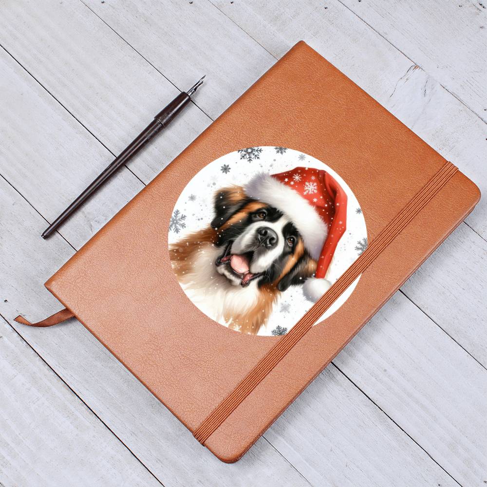 Christmas Dog - St. Bernard - Vegan Leather Journal