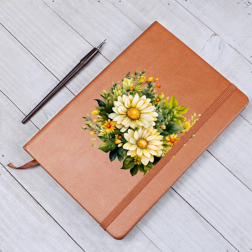 Floral Flower Wreath 091 - Vegan Leather Journal
