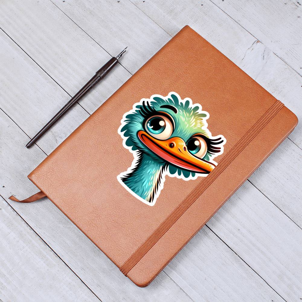 Cute Ostrich sticker 112 - Vegan Leather Journal