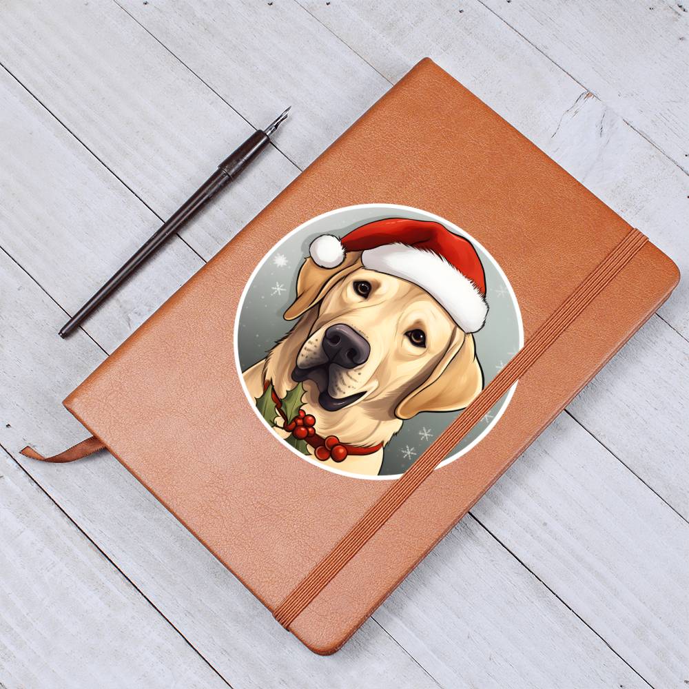 Dog Stained Glass Christmas Design 016 - Vegan Leather Journal