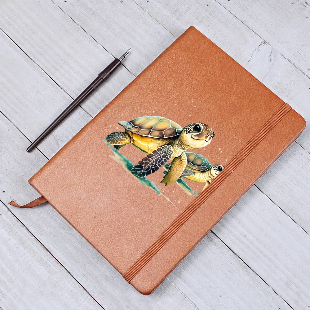 Cute Sea Turtle 018 - Vegan Leather Journal