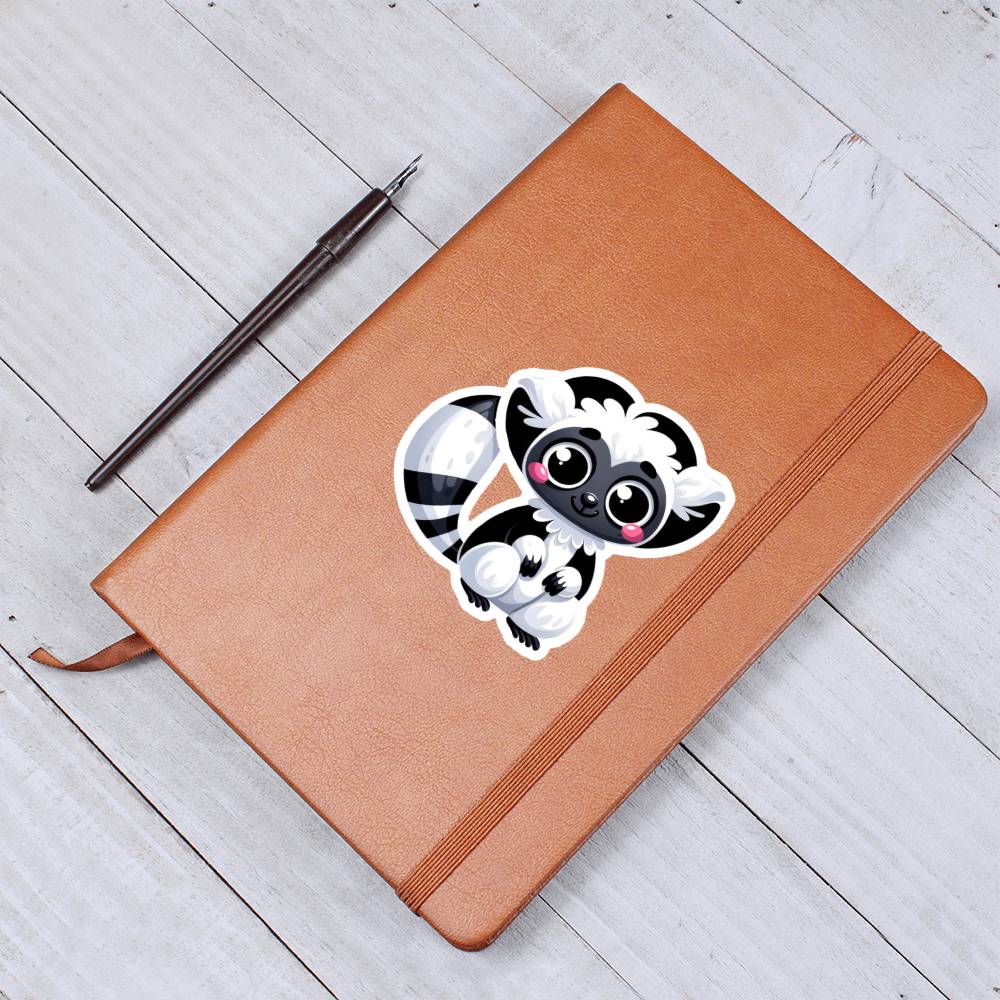 Cute Sifaka sticker 166 - Vegan Leather Journal